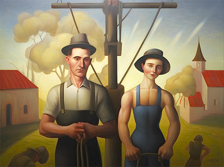 Rural-Sentinels Oil Painting Farmers 100x75cm from 2000